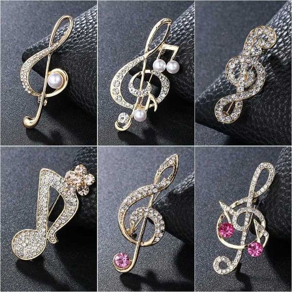 Korean Fashion Metal Musical Note Rhinestone Brooch Scarf Buck Badge Lapel Pin Luxury Jewelry Brooches for Wen AccoriesW251018