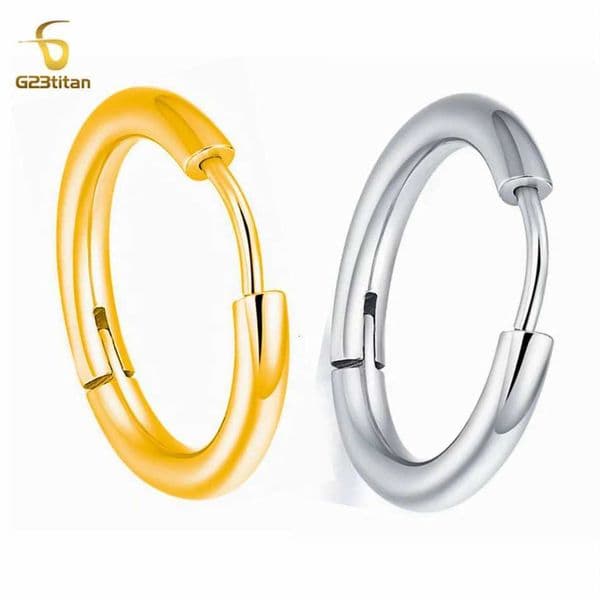 2pc G23 Titanium Hoop Earrings for Men Wen Teen 8mm 10mm 12mm 14mm Round Circle Ear Ring First Piercing Hypoallergenic Jewelry X251018