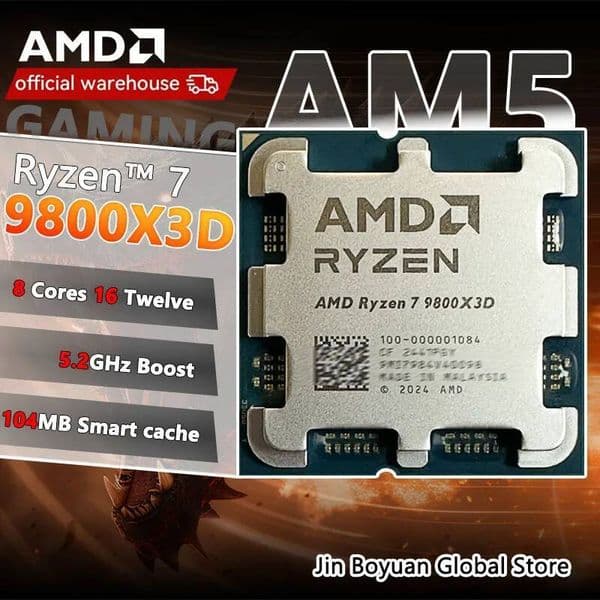 New AMD Ryzen 7 9800X3D Processor 8C16T 120W up to 52 GHz 3D VCache L396M 100100001084 Socket AM5 but without cooler