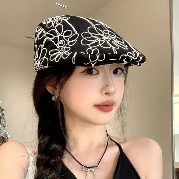 sboy Cap Womens Twill Cotton Eight Panel Hat Baker ladies Caps Retro Big Large Hats girls Boina Black Beret 251008