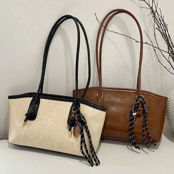 PU Leather Shoulder Bag for Women Y2K Simple Fashion Girl Handbag Large Capacity Female Crossbody Bag SolidColor Retro Tote Bags Z251018