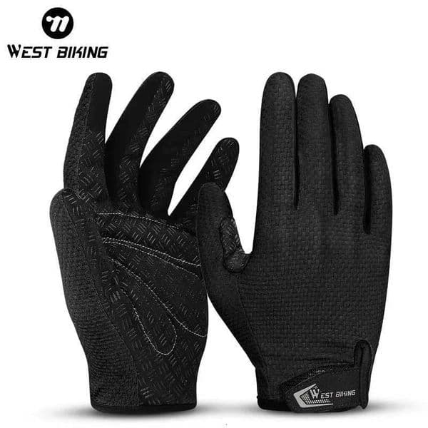 WEST BIKING Summer Cycling Gloves Full Finger MTB Bike Gloves Touch Screen Non Slip Silicone Palm Driving Riding Gloves Z250804