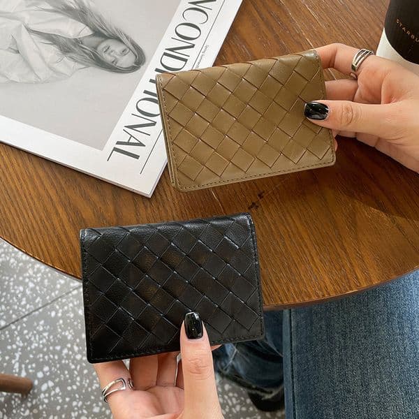 hot sell Luxury Brand Designer Bag Genuine Leather For Women New Sheepskin Handmade Woven Clip ID Holder Business Card ddmySat