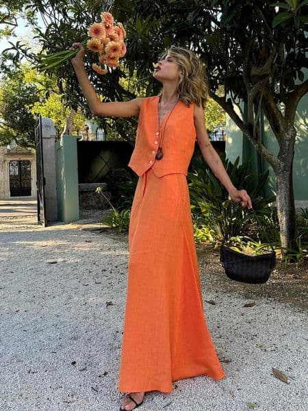Bronladies Womems Chic Vest Skirt Suit 2Piece Set Summer Female Sleeveless Top Fashionable Office Ladies Loose Outfits 251014