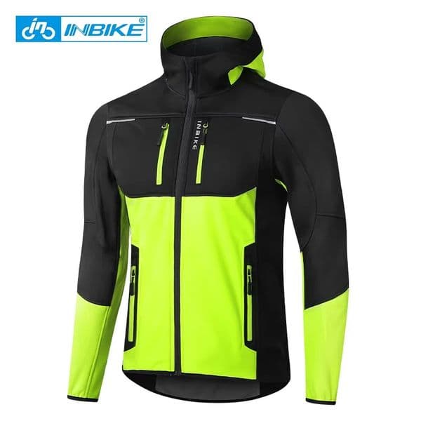 INBIKE Mens Winter Cycling Jacket With Hood Warm Fleece Windbreaker Coat For Men Windproof Outdoor Man Cycling Clothing Hiking 251009BJ