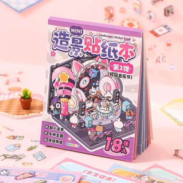 Mr Paper 72pcs Mini Scenery Sticker Book DIY Handbook Material Miniature Scene Visual Stacking Stickers Stationery Gift Birthday 251009BJ