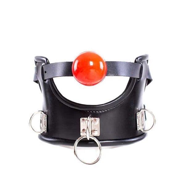 Bdsm Bondage Flirt Toys of Sex Slave Spong Leather Adjustable Collar with Silicone Open Mouth Ball Gag for Men Women Couples