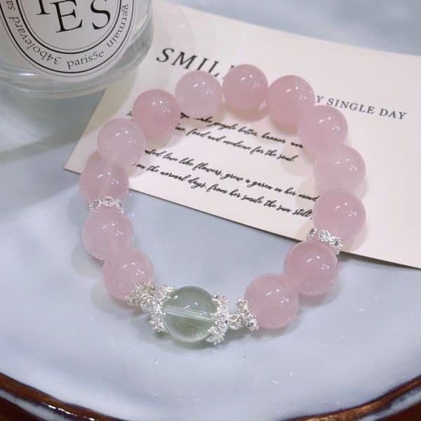 Luxury Natural Peachy Jell-O Colored Crystal Beaded Wristband with Romantic Vibes