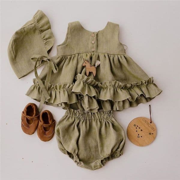 w552 Cotton Linen Baby Girls Clothes Summer 3 Layers Cake Tutu Dress for Clothing Breathable Ruffles Lace Strap Costumes