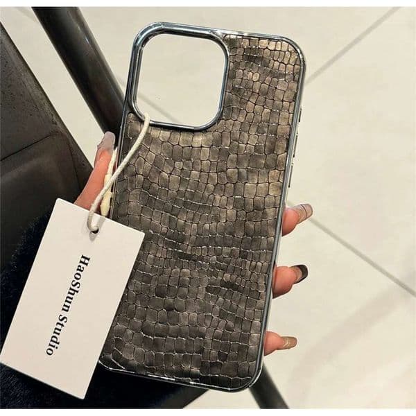 Glossy Crocodile Pattern Case For Iphone 17 Air 16 15 14 13 12 11 Pro Max Plus Plating Cool Armor Shockproof Bright Cover Iphone 17 pro max case