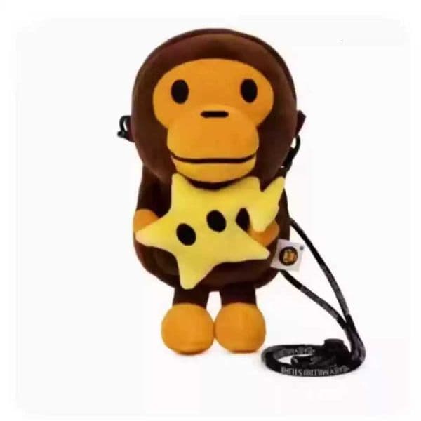 Japan Monkey Mobile Bag Transparent Surface Cartoon Figure Shoulder Bag Monkey Holding Banana Plush Toys Coin Purse Kids Gifts 50% off online