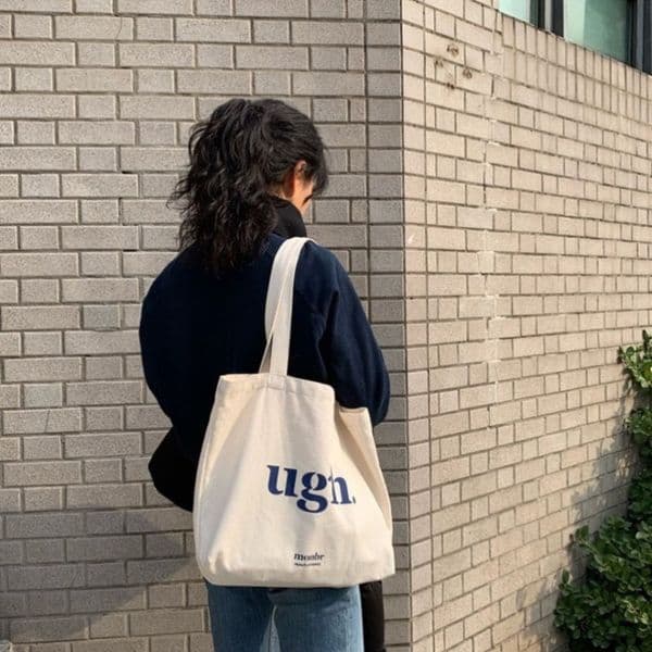2025 New Ins Single Shoulder Letter Lazy Style Tote Student Canvas Women's Crossbody Bag