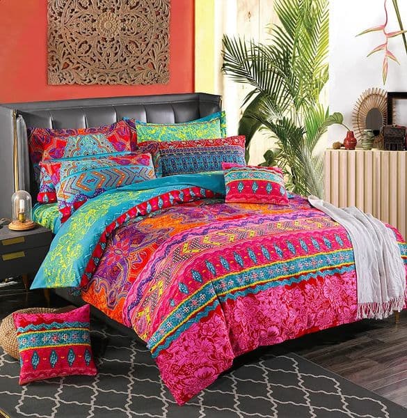 Boho Plain Print Quilt Cover Pillowcase 3PC Set King Size Bedding Set European Style Duvet Cover Set 251018