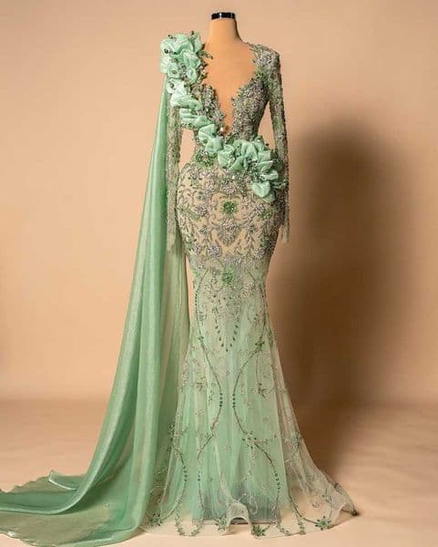 Vintage Beading Lace Prom Dresses Sexy Long Sleeve Sequined Evening Dress Ruched Floor Length Party Gown Customized