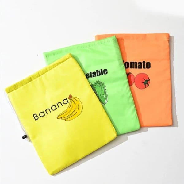 13pcs Fruit Vegetable Freshkeeping Bag Banana Storage Bag Vegetable Preservation Anti Ripening Insulated Drawstring Reusable 251020