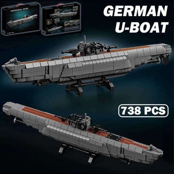 MOC Military WW2 German U boat Soldiers Building Blocks Navy Submarines Warship Weapons Assembly Bricks Toy for Kids Adults GiftXJ251020