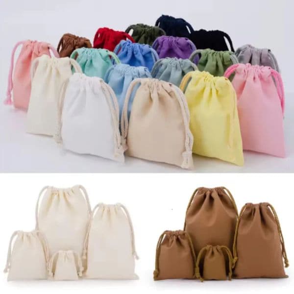 Cotton Drawstring Storage Bag White Canvas Bags for Candy Gift Package Pouch Reusable Home Sundries Organize Dustproof Sacks 251020