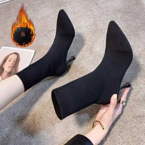 Socks Boots Women Streh Fabric Elastic Stilettos Heel Sexy Pointed Toe Ankle Boots Shoes Woman Thin Heels Party shoesXJ251020
