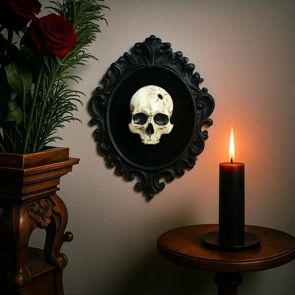 Framed Victorian Gothic Skull Plaque Macabre Horror Goth Dcor Plastic Indoor Wall Art for Bedroom Gothic Gift 251020