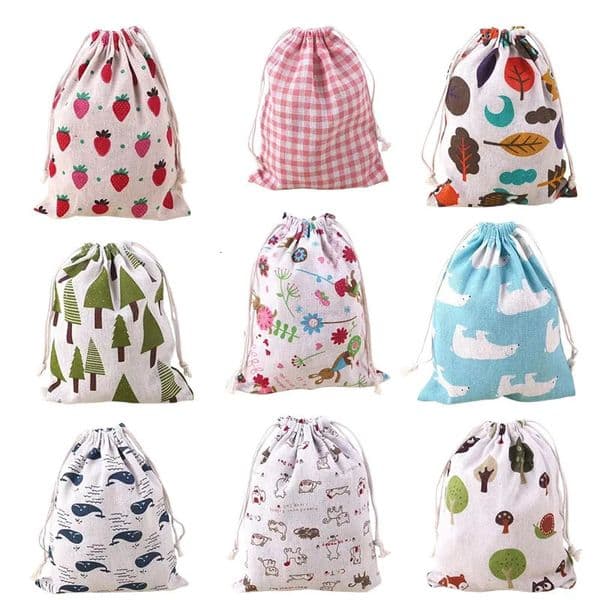 Creative Pattern Printed Cotton Handbag Bundle Pocket Drawstring Gift Bag Bundle Mouth Storage Bag Xmas Gift Bags Wholesale 251020BJ