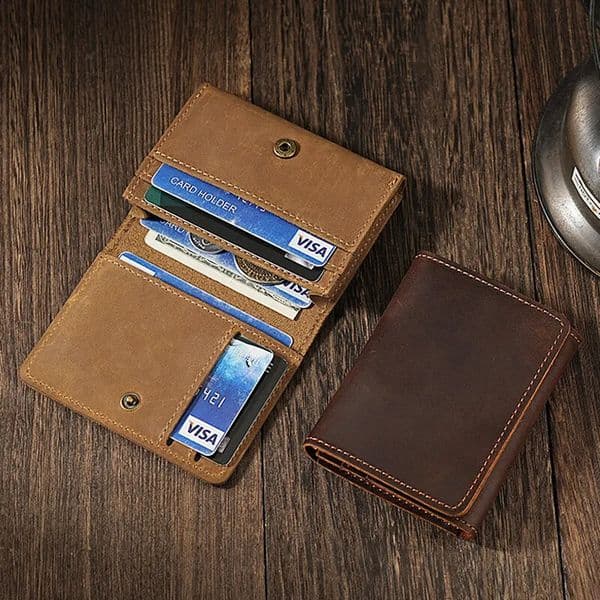 Vintage Crazy Horse Leather Credit Card Holder Wallet Mens Real Cowhide Slim ID VIP Business Cards Small Change Coins Purses 251013