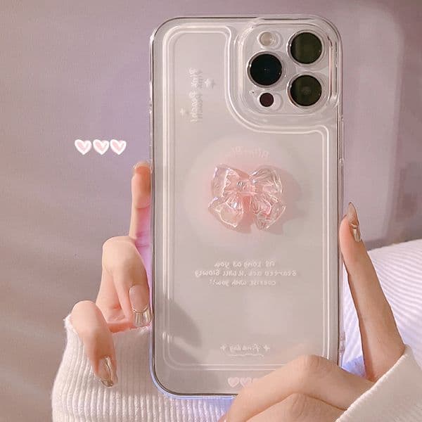 Compatible with iPhone 17 Case,Cute 3D Crystal Bow Tie Bowknot Glitter Sparkle Bling Camera Lens Protection Transparent Clear Soft Shockproof Cover Phone Case