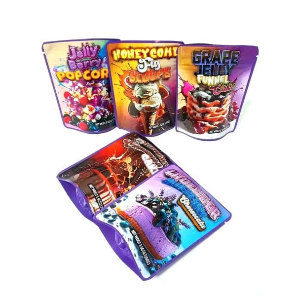 Empty Mylar Bags 3.5 Gram Stand Up Pouch Smell Proof Cake Designs Storage Bag Plastic Pouch For Small Items