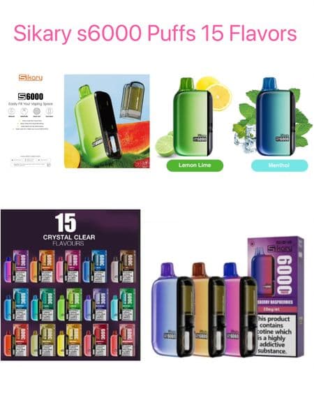 Hits Sikary S6000 High Capacity Disposables 2ML Device For 20-600 Ohm Coils Plus Additional 10ML Liquid Reservoir 20-600