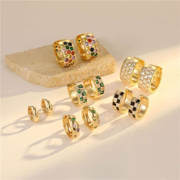 Bestseller Vintage Style Round Earrings for Women - Inlaid Zircon, Geometric Design, Colorful Accent ddmytues