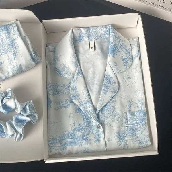 2023 Highend Feel Silk Long Sleeve Womens Pajama Set Air Conditioning Room Home Use Lightweight Summer Sleepwear1 Y251104