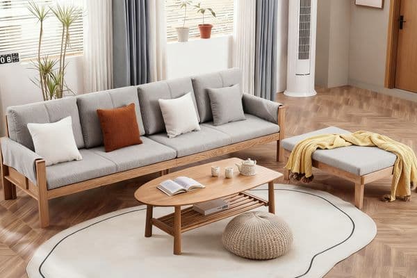 Sophisticated Furniture: Handcrafted Solid Timber Frame Sofa with Wrapping Design