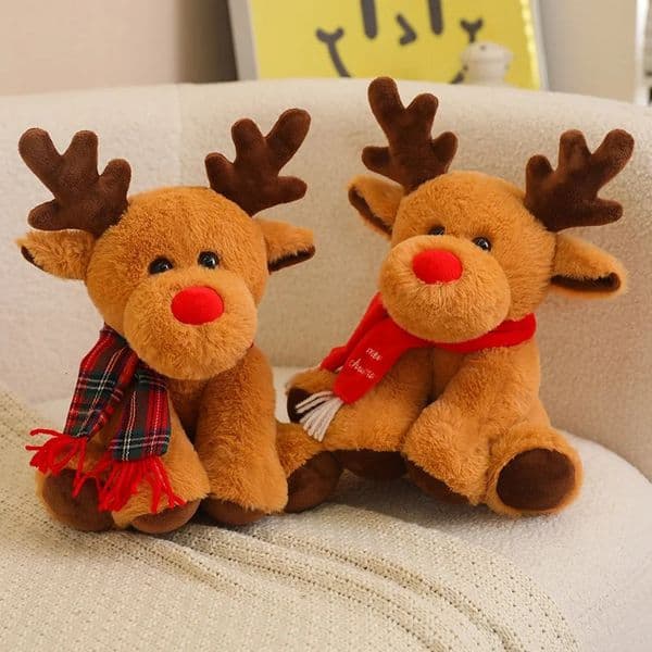 30cm Lovely Reindeer Plush Toys Kawaii Christmas Deer with Scarf Dolls Stuffed Soft Pillow for Decoration Gift 251022