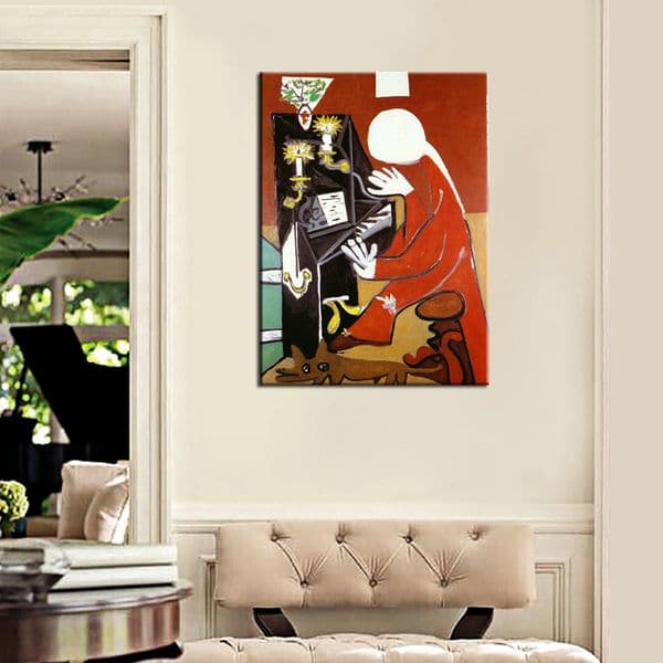 Wall Art Home Decor Hand Painted Oil Painting Abstract Figure The piano (Velazquez) by Pablo Picasso Classical Impressionist Repro on Canvas