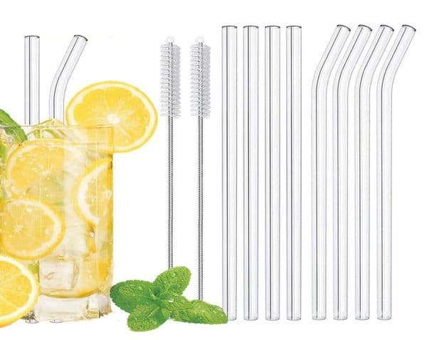 Clear Glass Straw 2008mm Reusable Straight Bent Glass Drinking Straws with Brush Eco Friendly Glass Straws for Smoothies Cocktail9440925