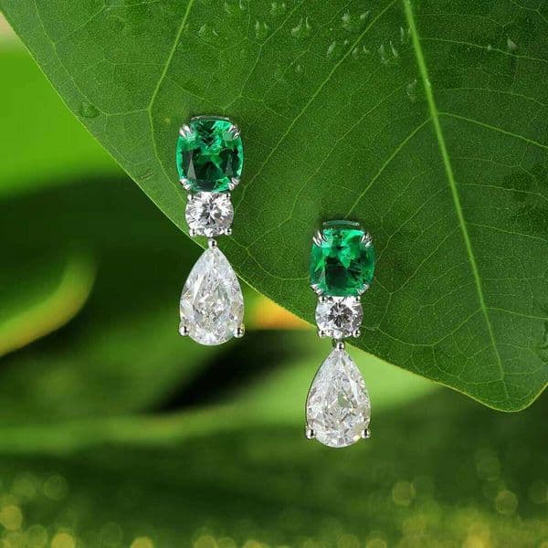 Top Quality New Design Lab Grown Emerald Earring Sterling Sier Stud Earings Women Engagement Weeding Moissanite Earrings