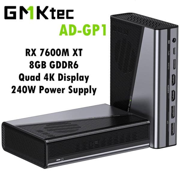 GMKtec ADGP1 Graphics Card RX 7600M XT 8GB GDDR6 2300MHz Quad 4K Display OCulink PCIe40x4 USB4 240W Power For PC Esports Game