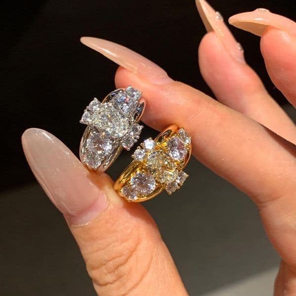 Choucong Wedding Rings Vintage Jewelry 18K White Gold Fill Oval Cut White 5A Cubic Zircon CZ Diamond Gemstones Elegant Women Eternity Women Open Heart Ring Gift
