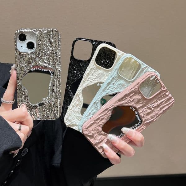 Folding shaped mirror case suitable for 17 phone cases, 16 Pro Max new models, 14/15
