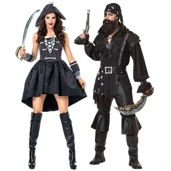 Pirate Costume Woman Couple Caribbean Cosplay for Men Women Purim Easter Halloween Carnival Dress Up Party Fantasia