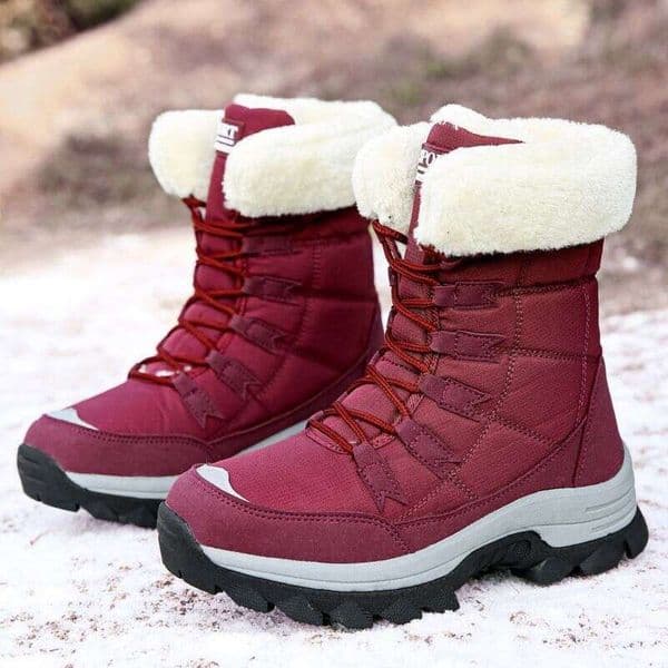 Northeast High-Top For Women Winter Waterproof Non-Slip Warm Snow Country Ski Boots With Fleece Lining Thickened Sole Cotton Shoes Cold-Resistant