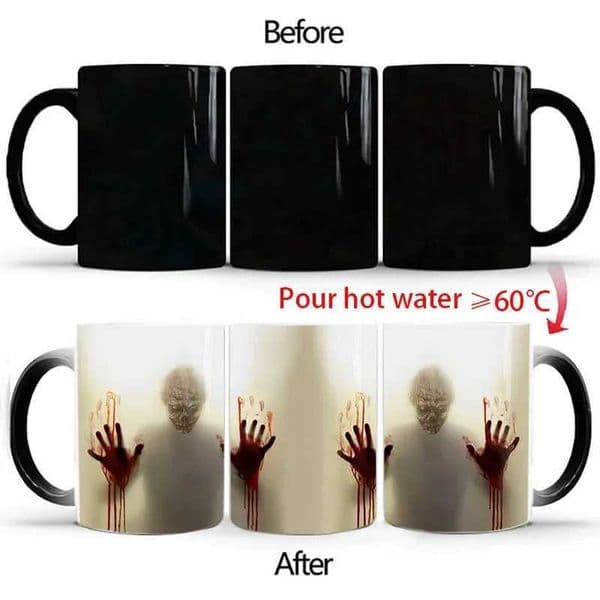 The Walking Dead Coffee Mugs Heat Color Changing Milk Tea Cup Magic Mug Zombie Head Halloween Surprised Gift Drop ShippingW251022