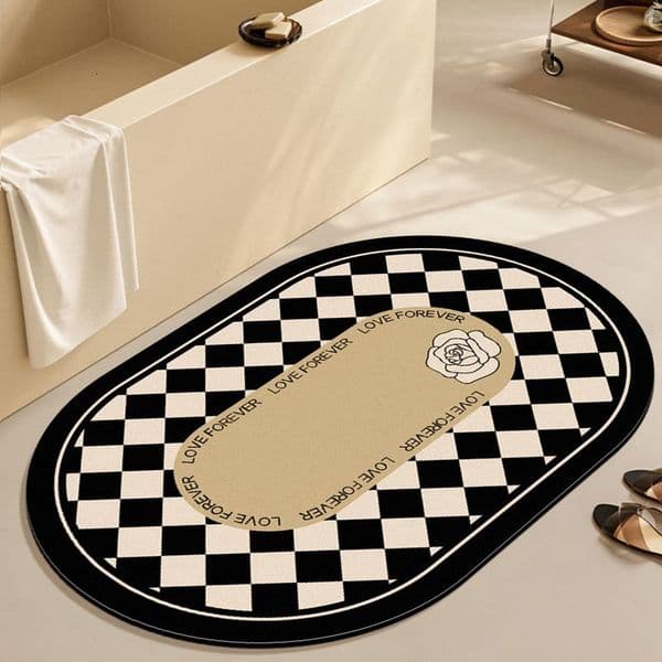 Light Luxury French Style Bathroom Designer Toilet Door Absorbent Quick-Dry Non-Slip Diatomaceous Earth Mat