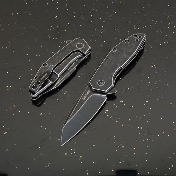 KS2065 Assisted Flipper Knife 8Cr13Mov Black Stone Wash Tanto Blade Stainless Steel Handle Outdoor knife EDC Pocket Knives