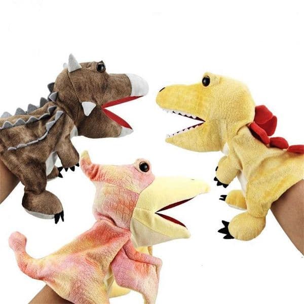 Hot Sale Children Cartoon Dinosaur Hand Puppet Plush Animal Educational Factory Customized High Quality Kids Stuffed Soft Toy