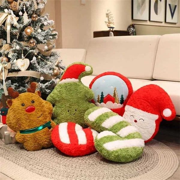 Christmas Atmosphere Decoration Home Plush Cane Xmas treeElkBellSanta Claus Crystal ball Plush Doll Christmas Gift For Kid