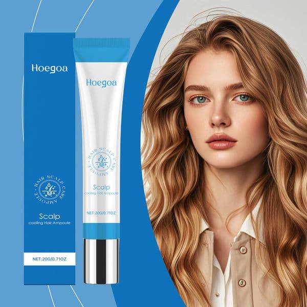 HOEGOA Hair Scalp Care Cooling Ampoule Strengthen Nourish Repair Hair Serum Essence Roller Enhance Hair Luster