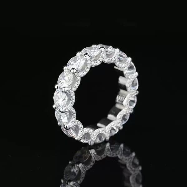 Wholesale Real 10K 14K 18K Solid Gold Moissanite Eternity Engagement Band Iced Out Vvs Lab Grown Diamond Wedding Ring