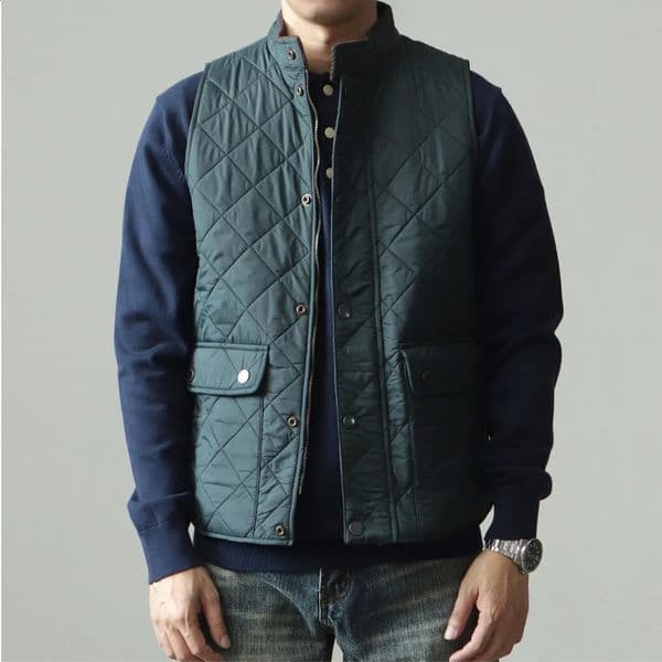 Replica quilted cotton vest for men American retro casual solid color stand collar diamond pure work jacket 251023