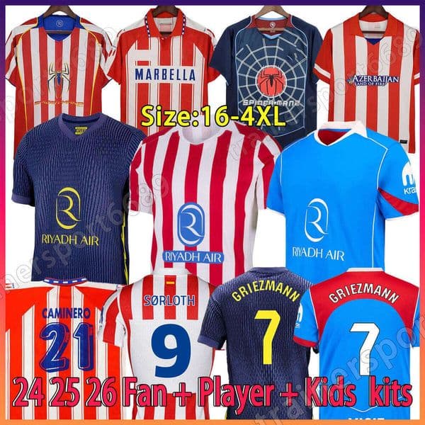 Atleticos 4XL 2025 26 Retro 2004 2005 Atleticos soccer jerseys #7 GRIEZMANN F.TORRES 1994 95 96 97 2013 14 15 CAMINERO Gabi HOME vintage classic football shirt top