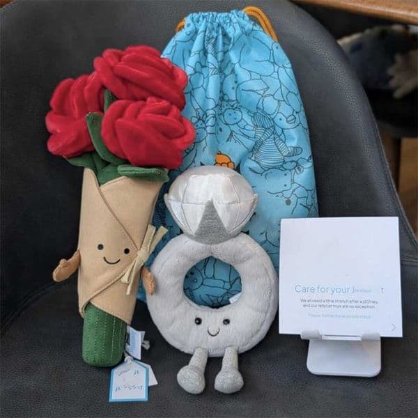 2025 Christmas Gift jc Valentines Day Proposal Ring Rose Bouquet Plush Toy Cute Stuffed Animal Confession Gift for Girls UK Jc Black Friday Online